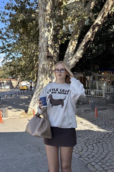 BASKI DETAYLI SWEATSHIRT