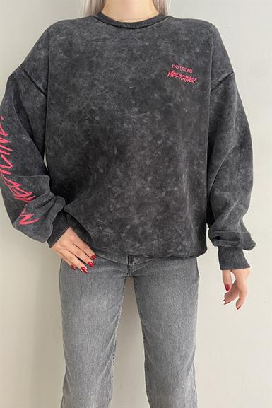 BASKI VE NAKIŞ DETAYLI SWEATSHIRT