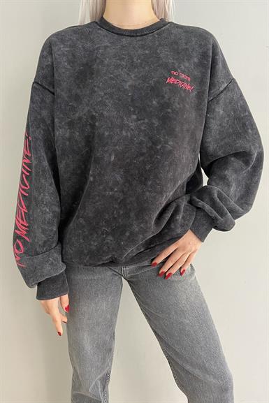 BASKI VE NAKIŞ DETAYLI SWEATSHIRT
