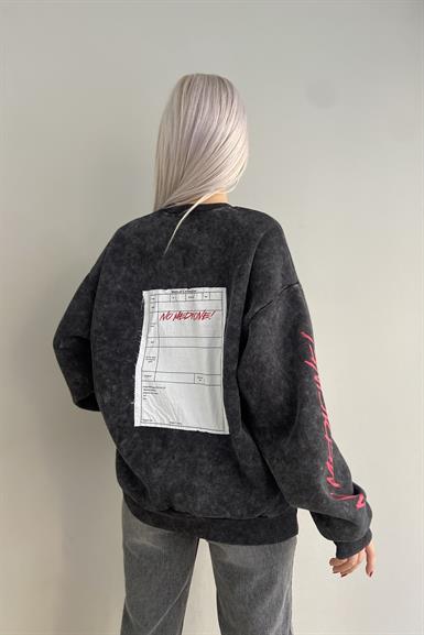 BASKI VE NAKIŞ DETAYLI SWEATSHIRT