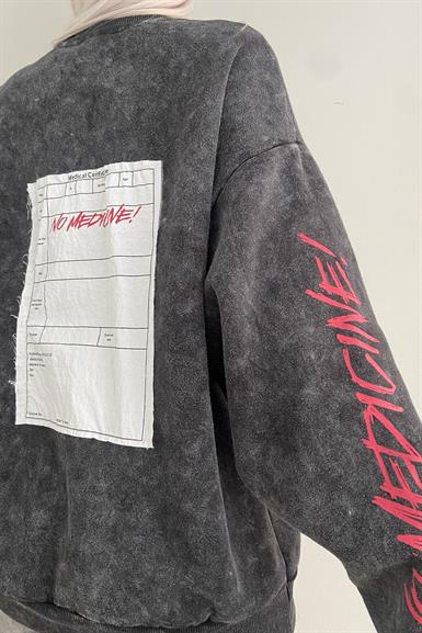 BASKI VE NAKIŞ DETAYLI SWEATSHIRT
