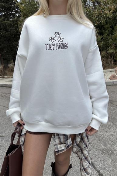 BASKI VE NAKIŞ DETAYLI SWETSHIRT