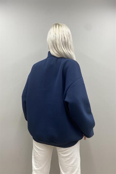 BASKILI FERMUAR DETAYLI SWEATSHIRT