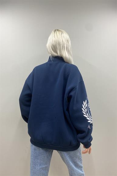 BASKILI FERMUAR DETAYLI SWEATSHIRT