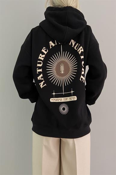 BASKILI KAPŞONLU SWEAT