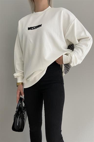BİİSKLET YAKA NAKIŞLI SWEAT