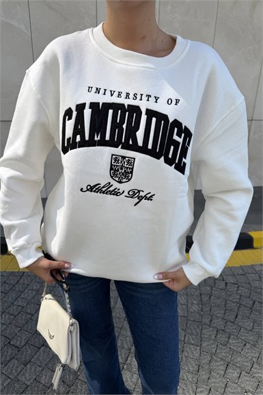 BİSİKLET YAKA BASKI VE NAKIŞ DETAY SWEATSHIRT