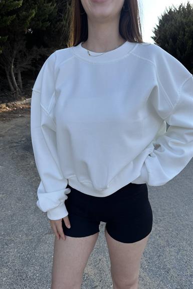 BİSİKLET YAKA CROP SWEATSHIRT