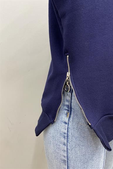 BİSİKLET YAKA FERMUAR DETAYLI SWEATSHIRT
