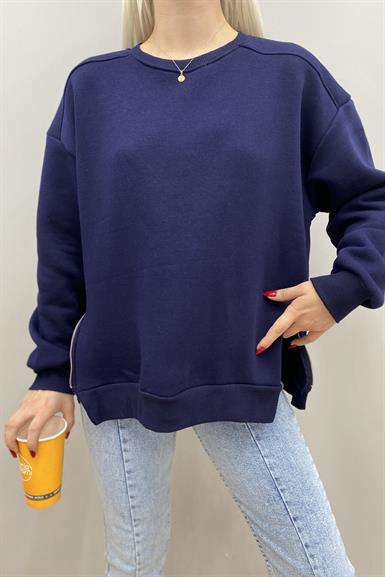 BİSİKLET YAKA FERMUAR DETAYLI SWEATSHIRT