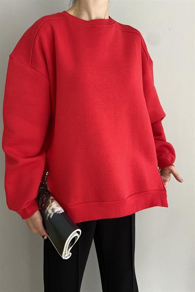 BİSİKLET YAKA FERMUAR DETAYLI SWEATSHIRT
