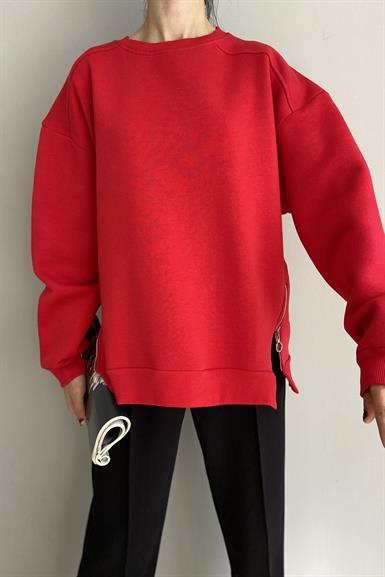 BİSİKLET YAKA FERMUAR DETAYLI SWEATSHIRT