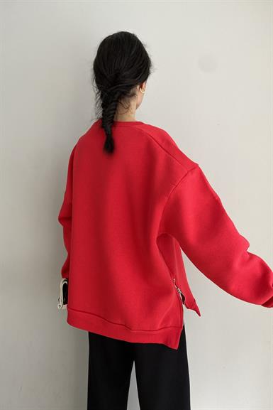 BİSİKLET YAKA FERMUAR DETAYLI SWEATSHIRT
