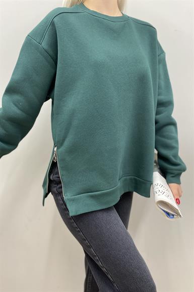 BİSİKLET YAKA FERMUAR DETAYLI SWEATSHIRT