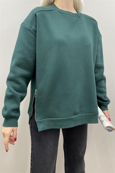 BİSİKLET YAKA FERMUAR DETAYLI SWEATSHIRT