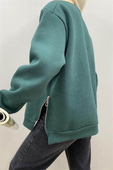 BİSİKLET YAKA FERMUAR DETAYLI SWEATSHIRT