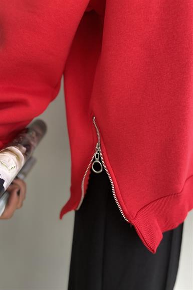 BİSİKLET YAKA FERMUAR DETAYLI SWEATSHIRT