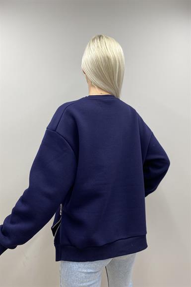BİSİKLET YAKA FERMUAR DETAYLI SWEATSHIRT