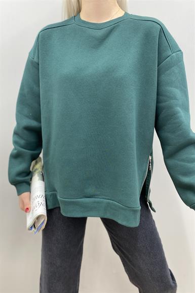 BİSİKLET YAKA FERMUAR DETAYLI SWEATSHIRT