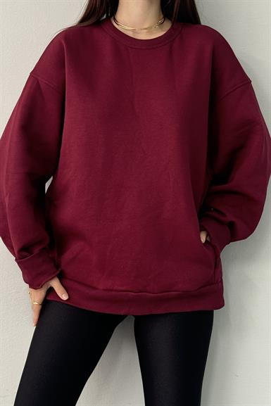 BİSİKLET YAKA İKİ CEP DETAY OVERSİZE SWEAT