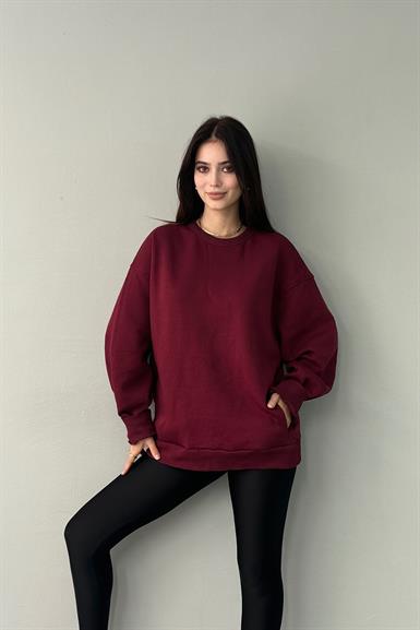 BİSİKLET YAKA İKİ CEP DETAY OVERSİZE SWEAT