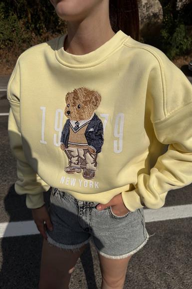 BİSİKLET YAKA NAKIŞ DETAY SWEATSHIRT