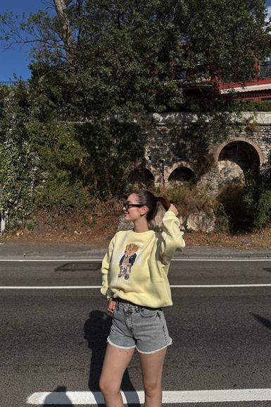 BİSİKLET YAKA NAKIŞ DETAY SWEATSHIRT