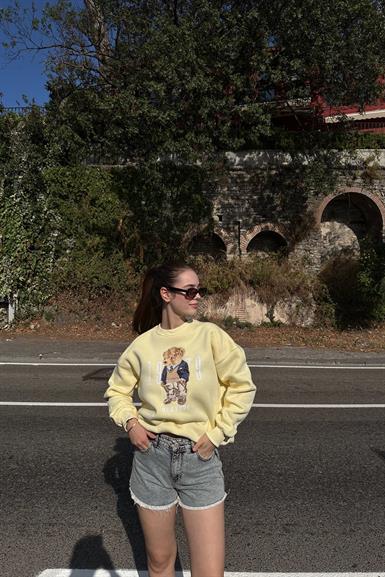 BİSİKLET YAKA NAKIŞ DETAY SWEATSHIRT