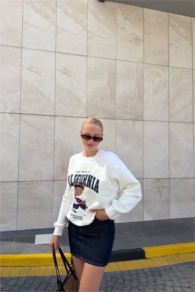 BİSİKLET YAKA NAKIŞ DETAYLI SWEAT