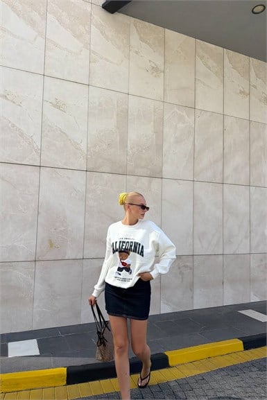 BİSİKLET YAKA NAKIŞ DETAYLI SWEAT