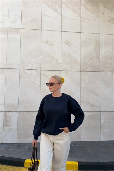 BİSİKLET YAKA OMUZ ROBALI SWEATSHIRT