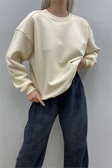 BİSİKLET YAKA OMUZ ROBALI SWEATSHIRT