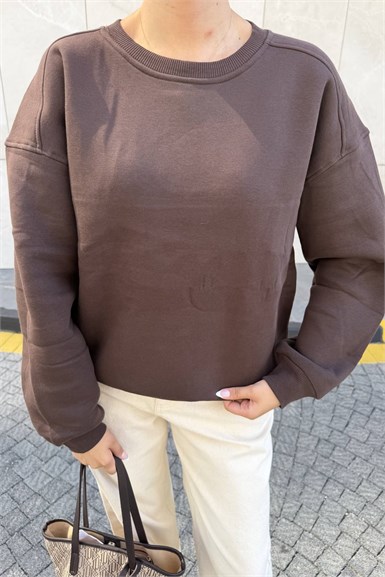 BİSİKLET YAKA OMUZ ROBALI SWEATSHIRT