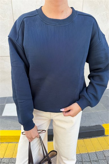 BİSİKLET YAKA OMUZ ROBALI SWEATSHIRT