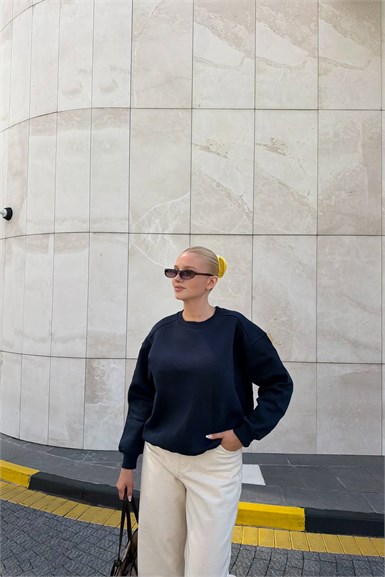 BİSİKLET YAKA OMUZ ROBALI SWEATSHIRT
