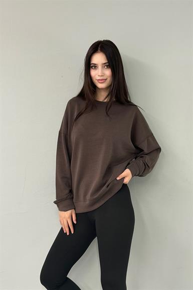 BISİKLET YAKA SIRT DİKİŞ DETAY MODAL SWEAT