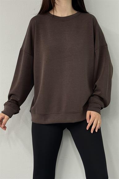 BISİKLET YAKA SIRT DİKİŞ DETAY MODAL SWEAT