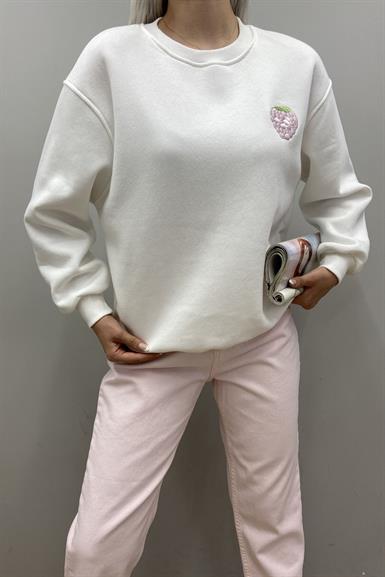 ÇİLEK NAKIŞ SWEATSHIRT