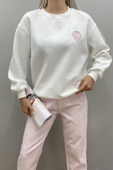 ÇİLEK NAKIŞ SWEATSHIRT