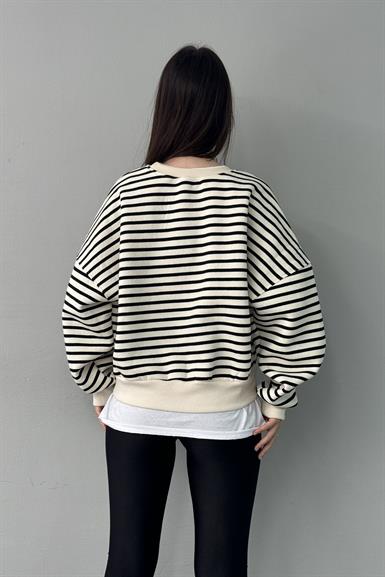 ÇİZGİ DETAYLI GARNİLİ SWETSHIRT