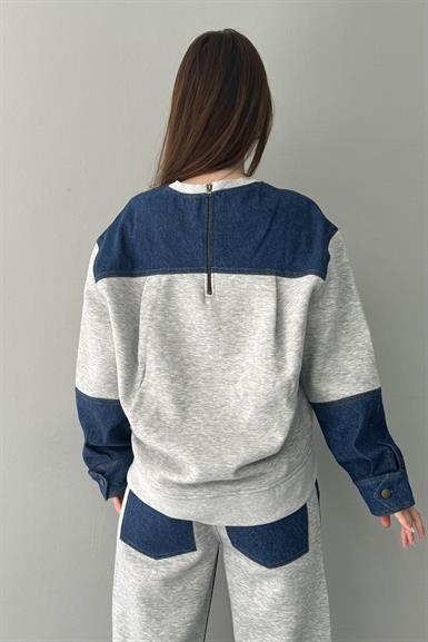 DENİM DETAYLI SWEATSHIRT