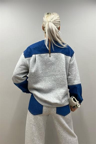 DENİM DETAYLI SWEATSHIRT