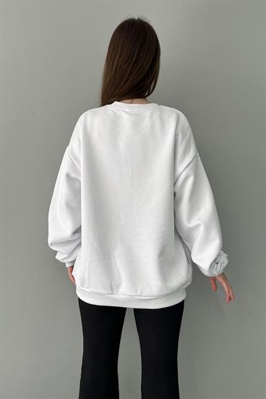 ETİKET VE BASKI DETAYLI SWEATSHIRT