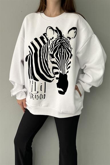 ETİKET VE BASKI DETAYLI SWEATSHIRT