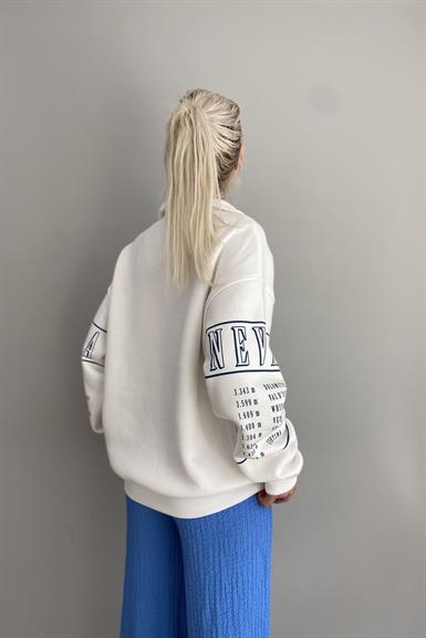 FERMUAR DETAY BASKILI SWEATSHIRT