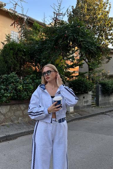 FERMUAR DETAY KUMAŞ MATCHLİ SWEATSHIRT