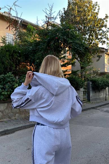 FERMUAR DETAY KUMAŞ MATCHLİ SWEATSHIRT