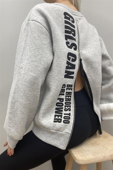 FERMUAR DETAYI SWEATSHIRT
