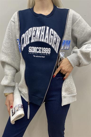 FERMUAR DETAYLI MATCHLİ SWEATSHIRT