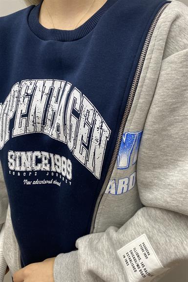 FERMUAR DETAYLI MATCHLİ SWEATSHIRT